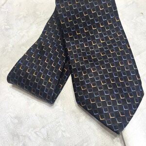 Corporate Image Tie set in a Black Color with a Blue and Gold Pattern